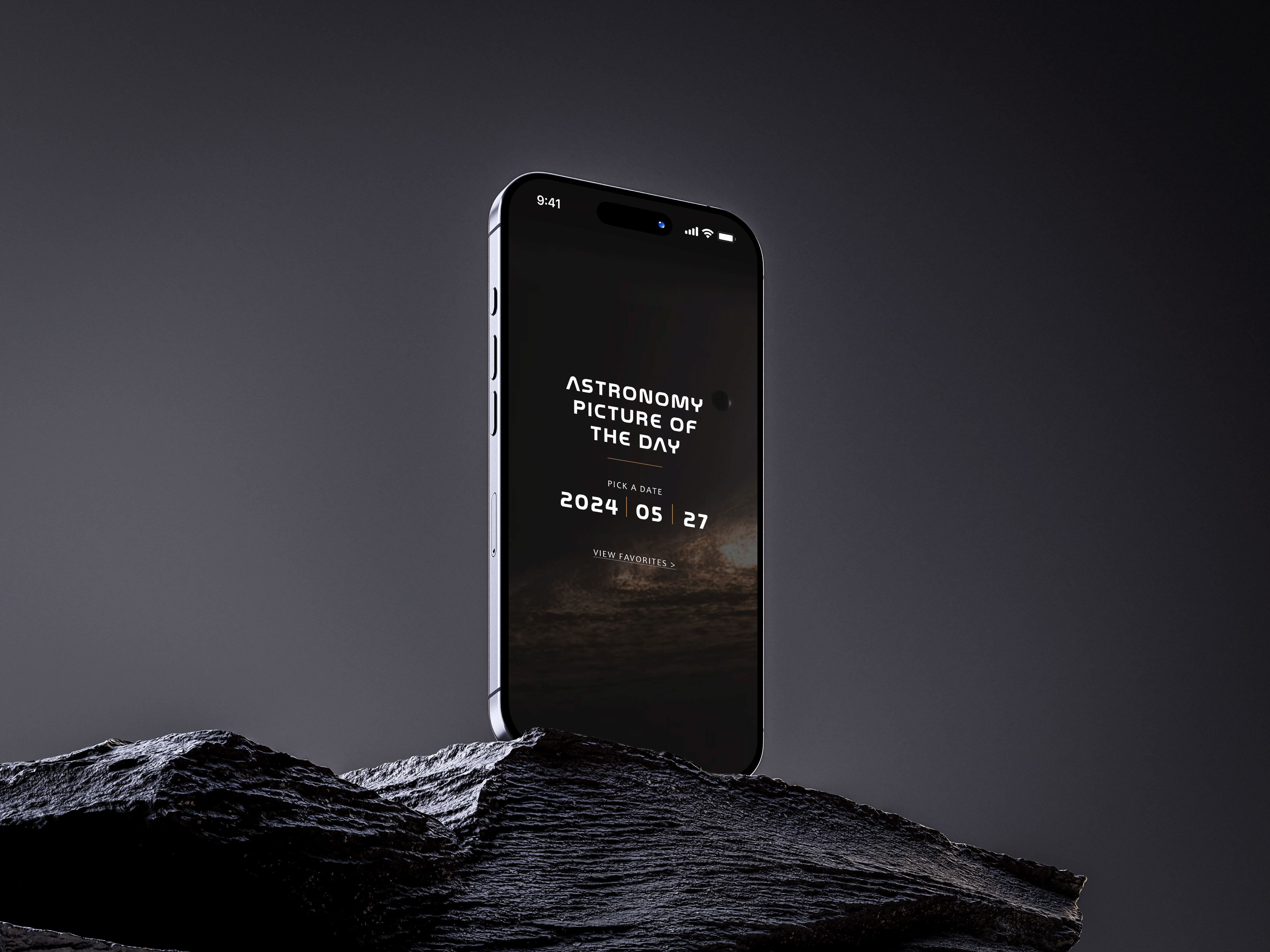 APoD mobile interface displaying saved favourites
