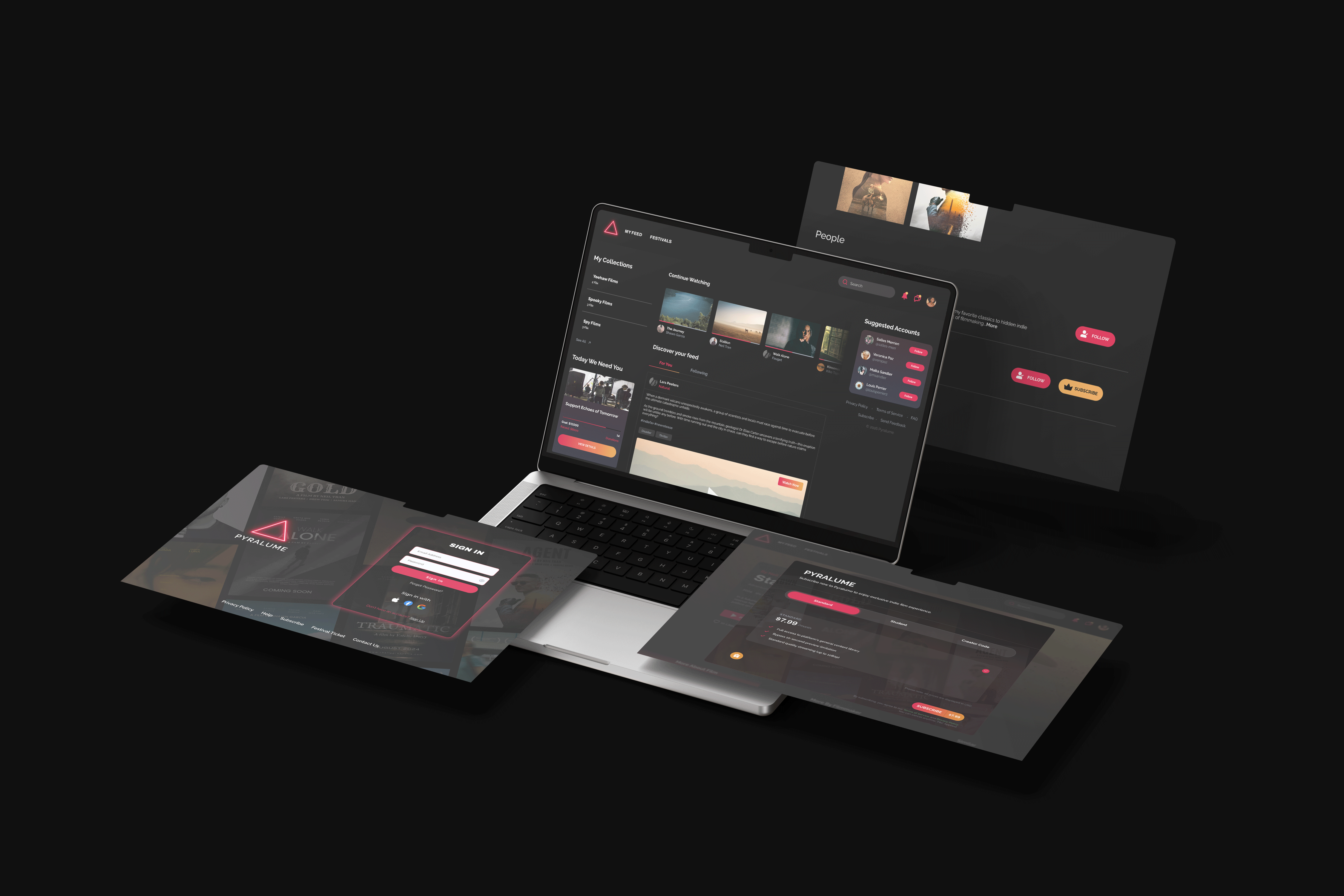 Pyralume product interface shown in a device mockup