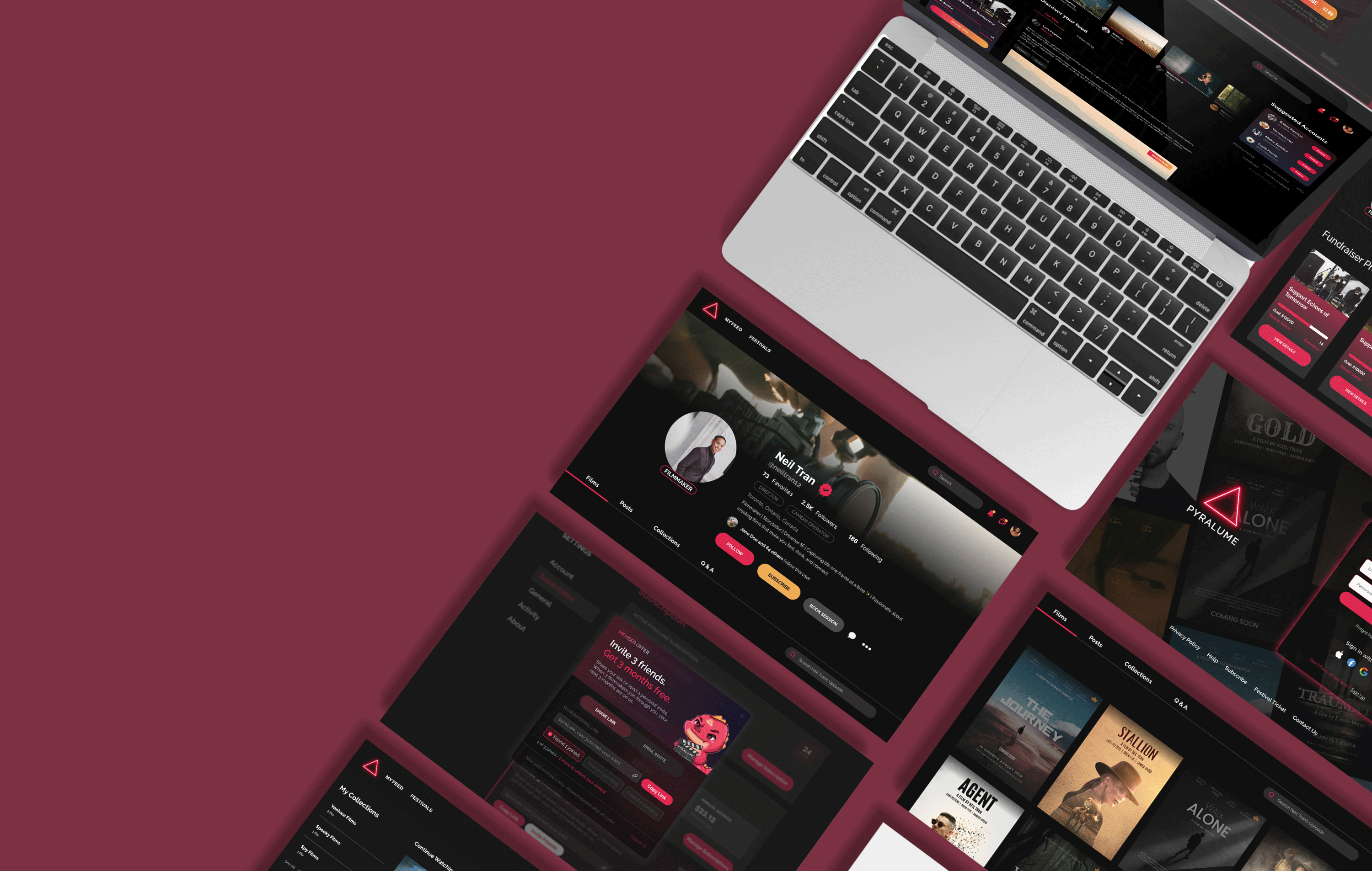 Pyralume app interface screens