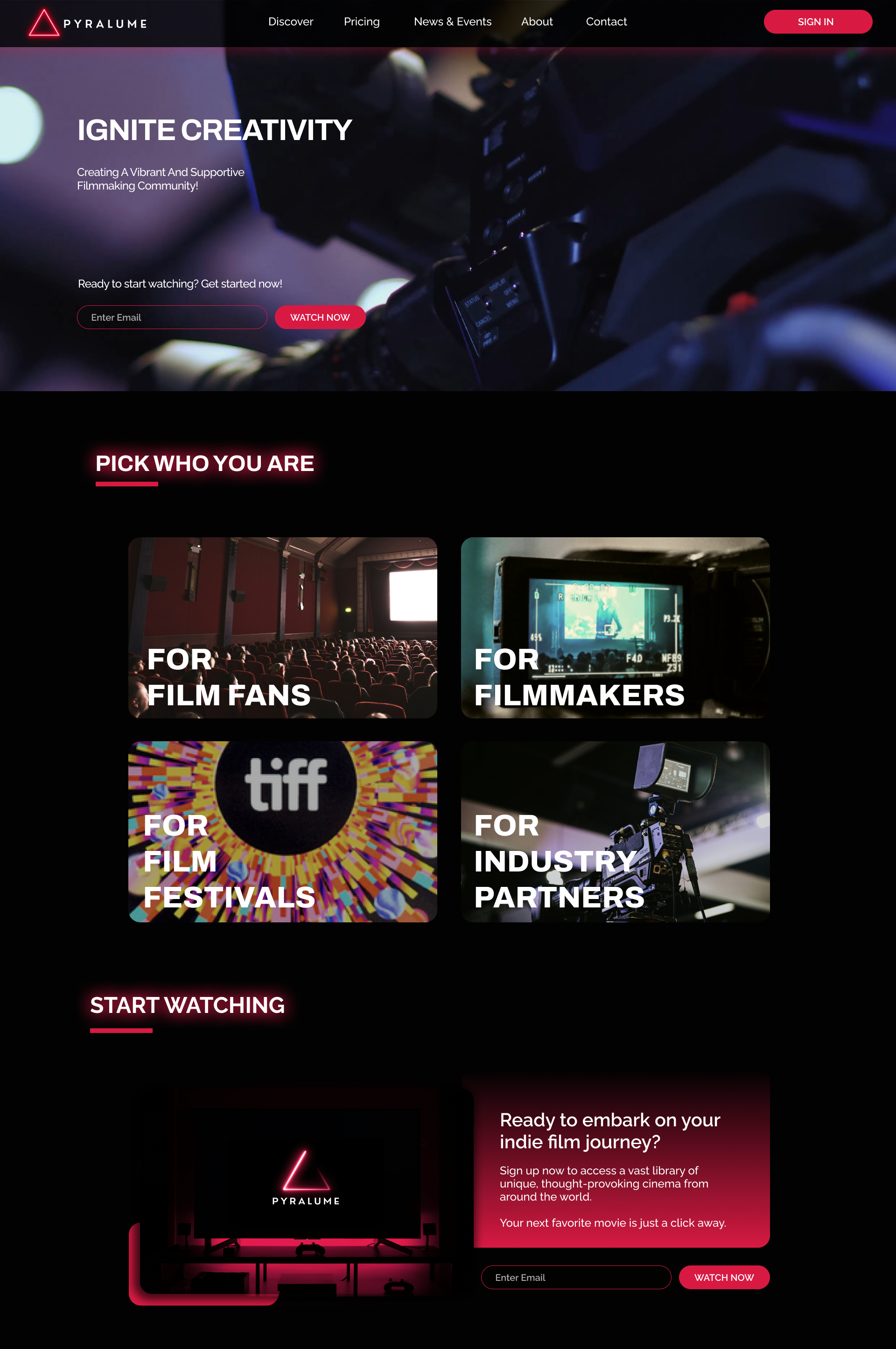 Final Pyralume homepage design