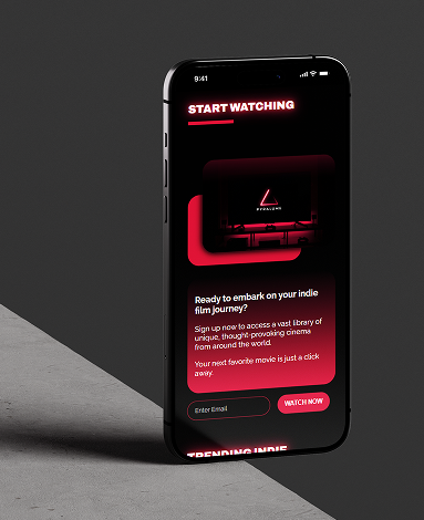 Pyralume sign-up screen displayed on a phone with a dark theme