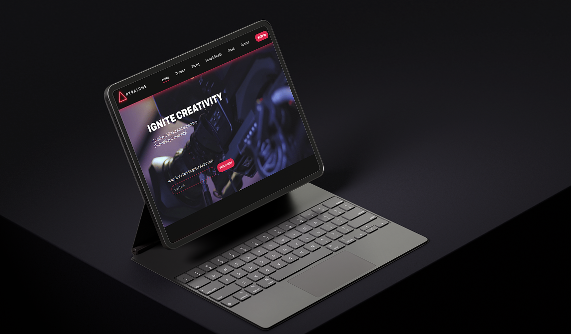 Pyralume website displayed on a tablet mockup
